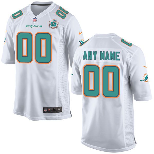 Men Miami Dolphins White Nike White Custom Patch Game NFL Jersey->customized nfl jersey->Custom Jersey